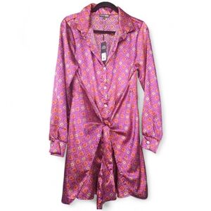 Elegant Faux Wrapped Patterned Women's Dress